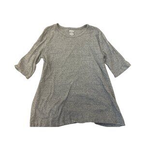 Duluth Trading Womens Gray 3/4 Sleeve Swing Tunic Top L 100% Cotton Basic